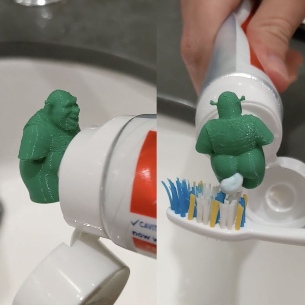 3D Printed Shrek Toothpaste Topper